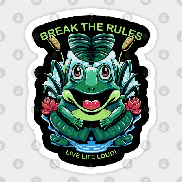 break the rules frog Sticker by Crow Creations